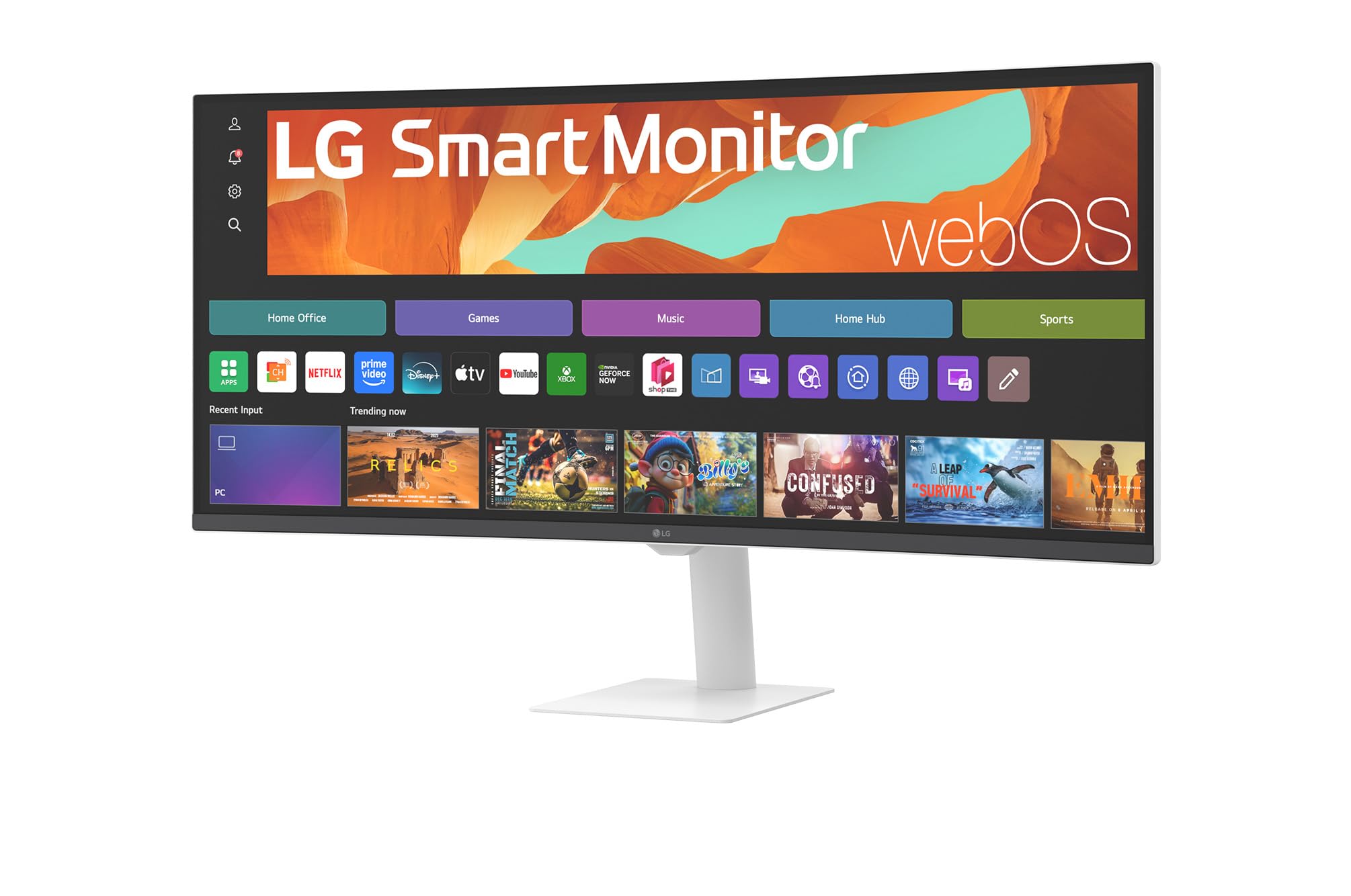 LG Smart Gaming Monitor 34" WQHD Curved Display with webOS, Google Cast, AirPlay 2, Screen Share, HDR10, sRGB 99%, Built-in webOS (Xbox,Netflix, Prime Video), Bluetooth, Remote PC Access (34U601SA)