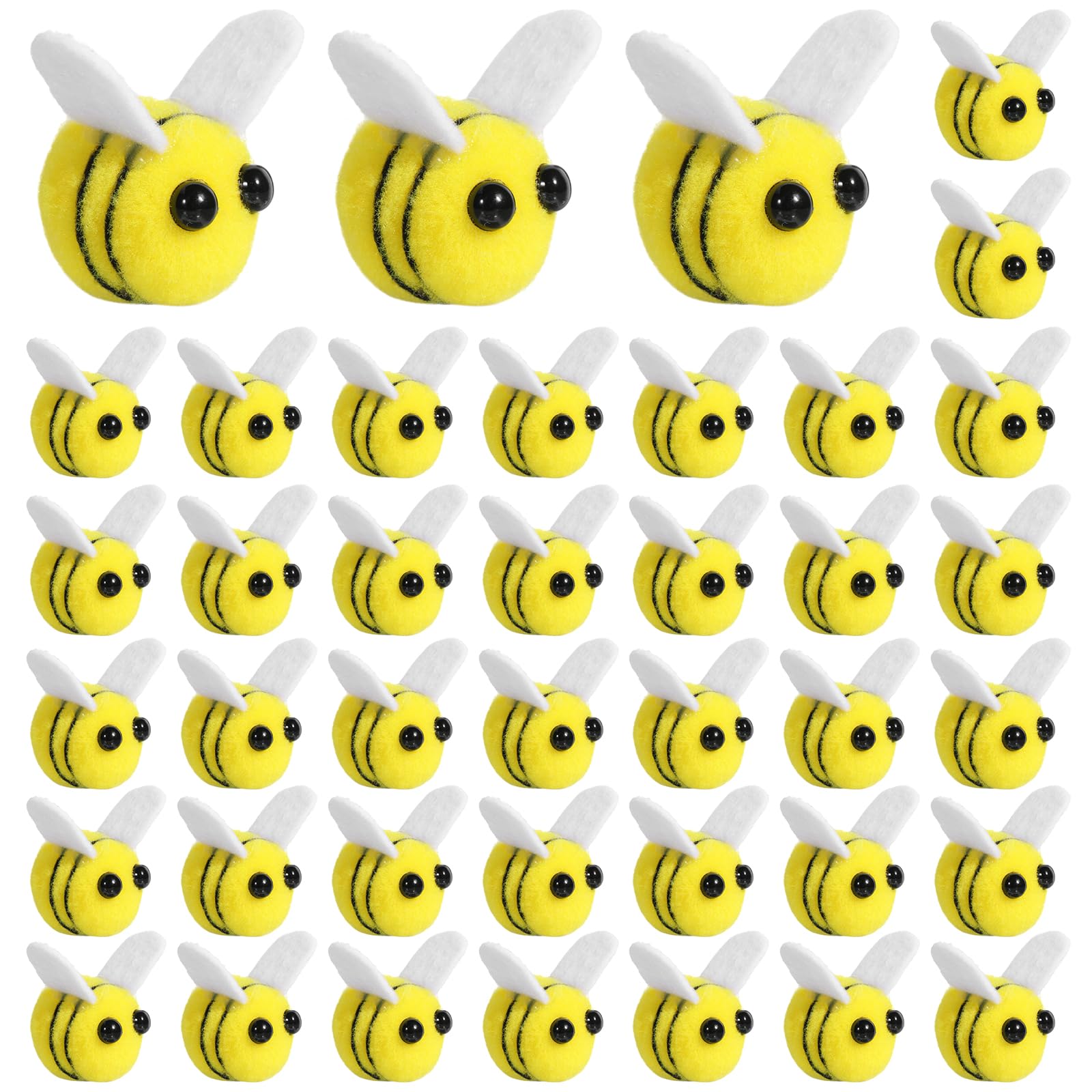 JJUNW 40 Pcs Wool Felt Bee for Craft, Mini Bees for Crafts, Plush Decor Cute for Gender Reveal Decorations Clothing Plush for Party Favors DIY Craft Jewelry Accessory Bee