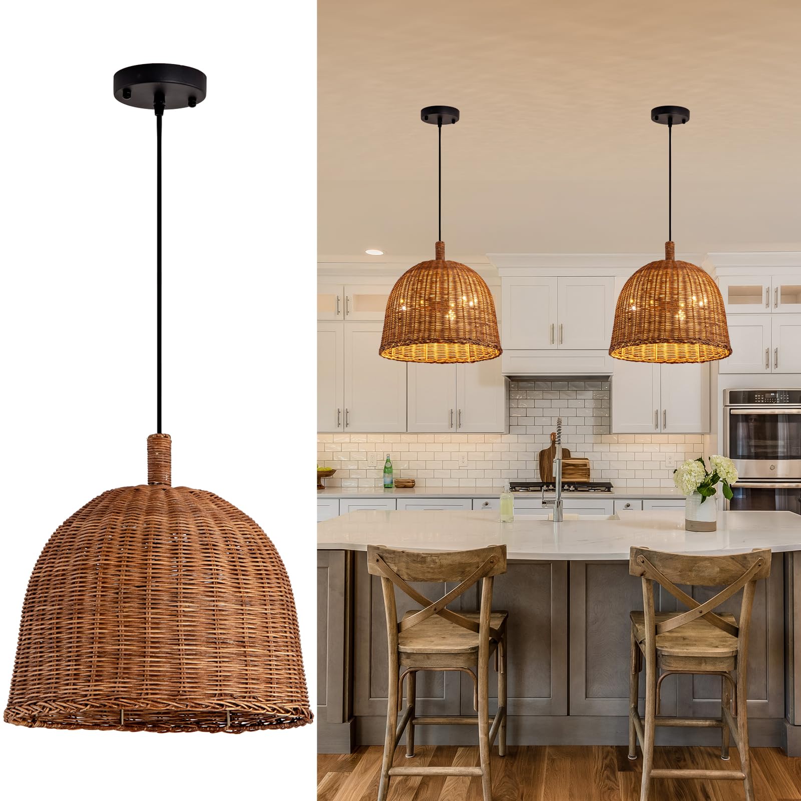 Photo 1 of GDLT Rattan Pendant Light 13.8" Chandelier