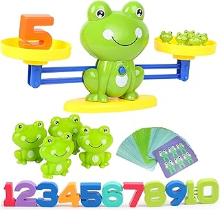 HOWADE Frog Balance Math Game,Frog Weighing Scale Montessori Educational Stem Digital Counting Toys for Kids Basic Math Learning