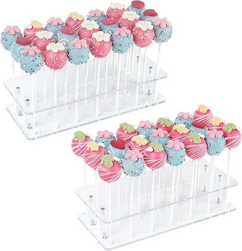 Soporte para tartas paquete de 2 unidades de 21 agujeros de acrílico transparente para tartas para bodas baby showers fiestas de cumpleaños