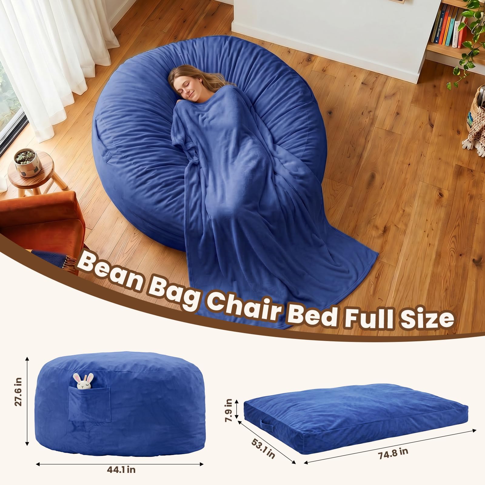 Pouf Lit Convertible En Velours Côtelé, Transformable En Matelas d’Appoint Ultra Confortable, Salon Utilisable, Canapé Rempli De Mousse, Fauteuil Lounge, Chauffeuse Gaming En Futon Matelas De Sol