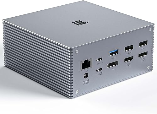 Tiergrade Estación de acoplamiento USB C con doble HDMI 4K, DP, 6 puertos USB, ranura para tarjeta SDTF, base de carga USB-C PD de 60 W, pantalla