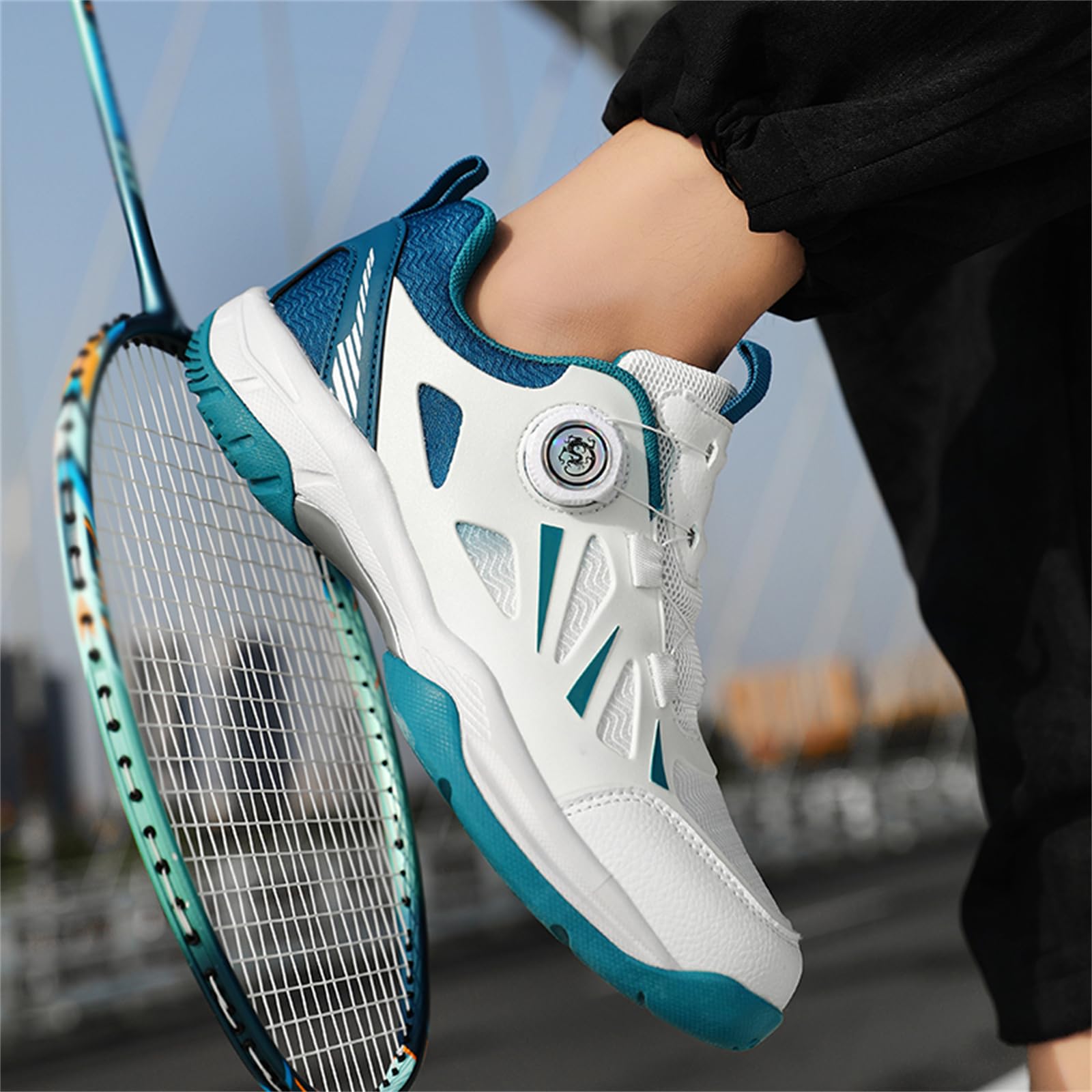 JiuQing Męskie buty do badmintona pickleball tenis buty sportowe lekkie antypoślizgowe buty do fitnessu