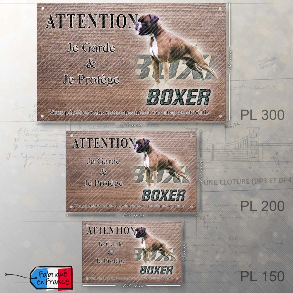 Cartello Di Avviso Cane Boxer-03 20x10 Cm In PVC Con Testo Normativo E Viti Inox