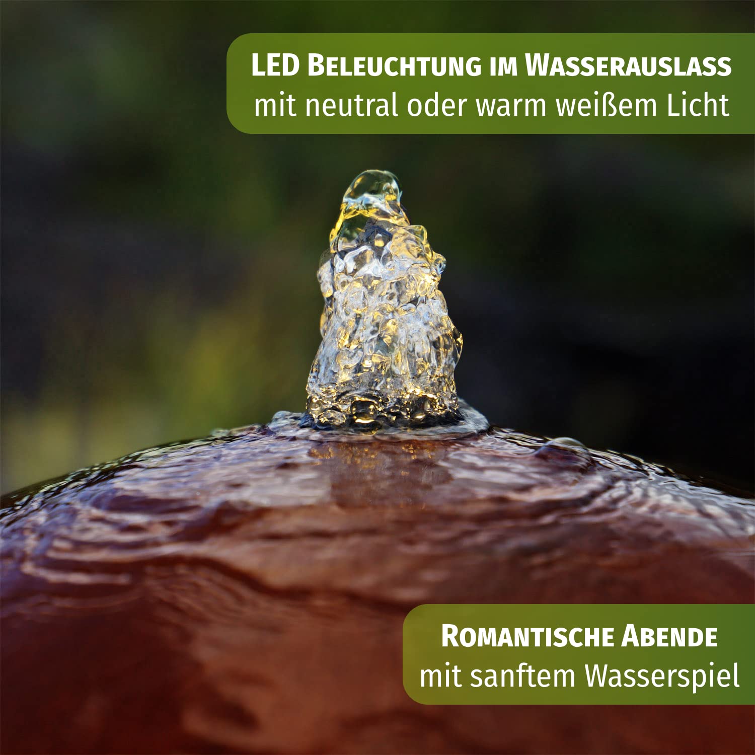 CLGarden Cortenstahl Kugelbrunnen CSB50 Gartenbrunnen Wasserspiel Rost Kugel Springbrunnen mit LED Beleuchtung