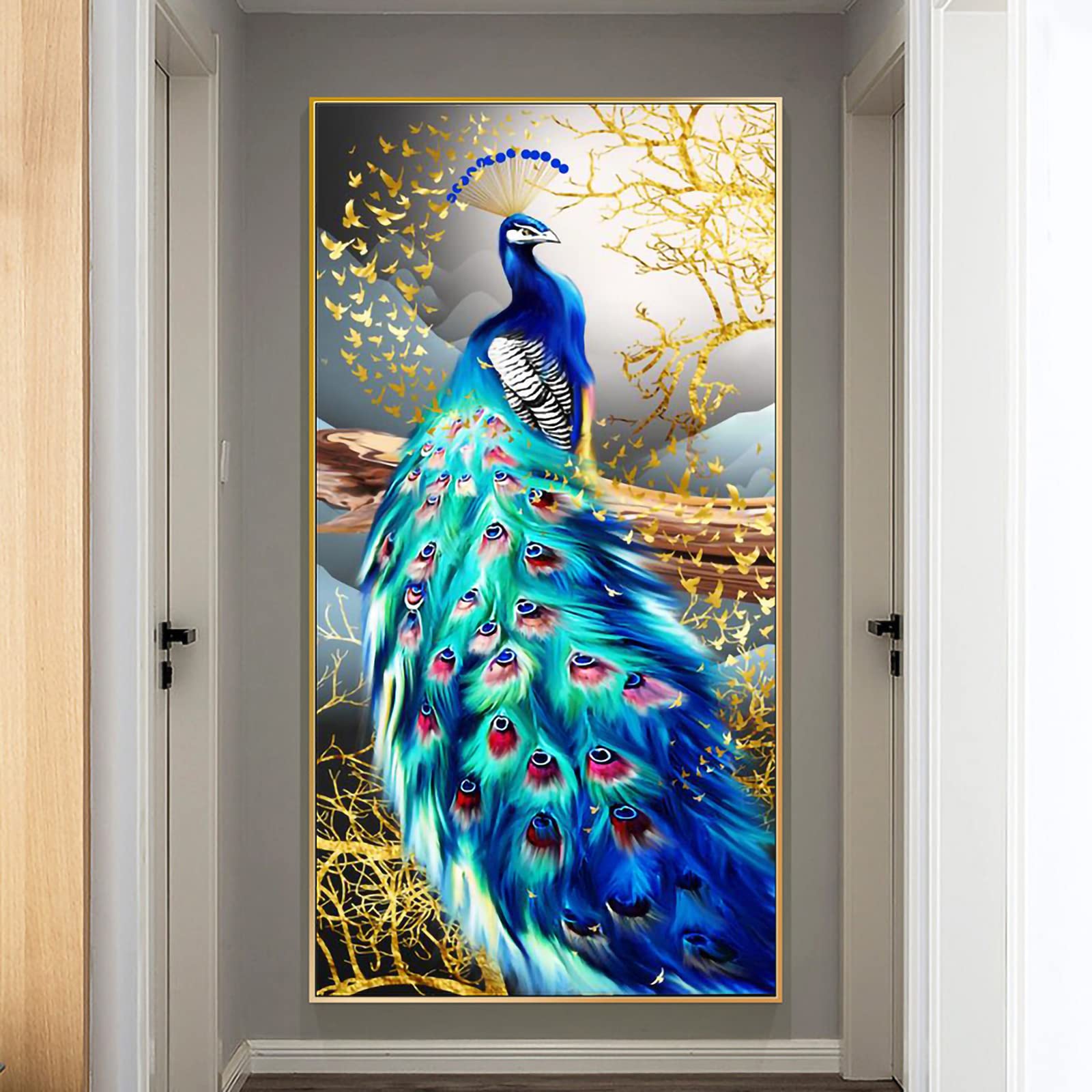 Trayosin Diamond Painting Erwachsene 5D Diamant Painting Bilder Erwachsene Pfau Groß XXL Set Full Drill mit Diamond Painting Zubehör DIY Diamant Malen nach Zahlen für Wand Décor Geschsenk (120x60cm)
