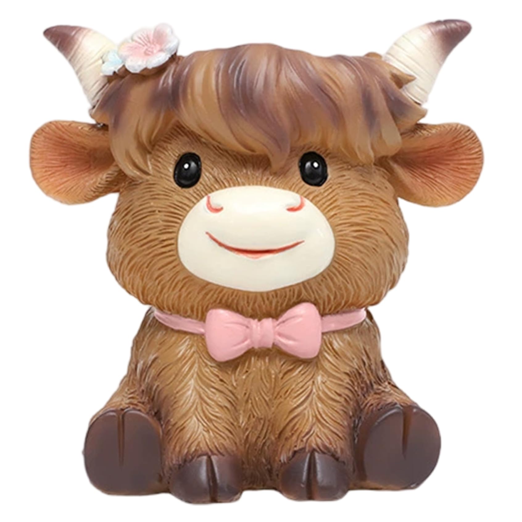 Tsawntd Style 1 Highland Cow Planter, Cute Cow Planter Figurine For Indoor Outdoor Garden Decor,