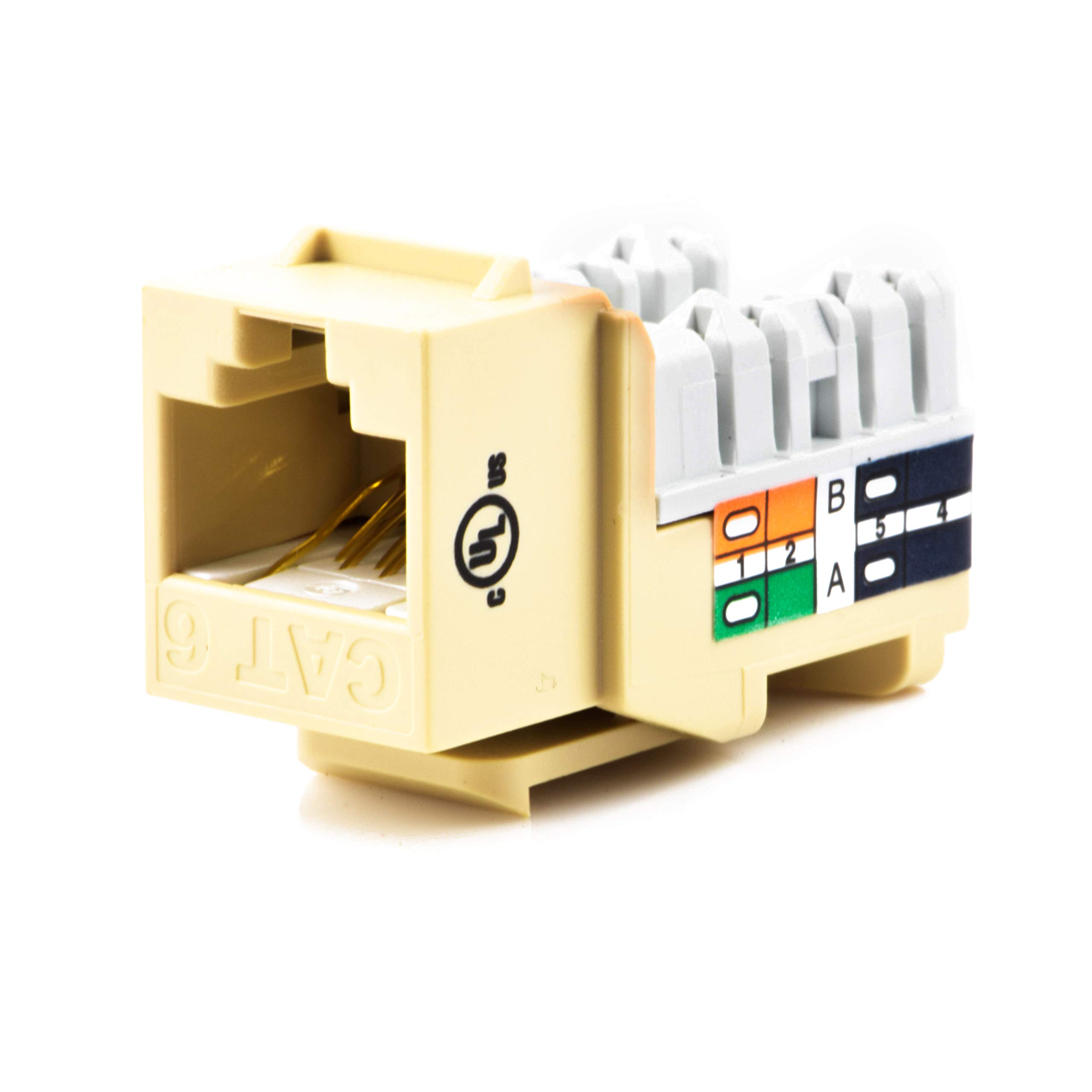 WELTRONCAT6 RJ45 Keystone Punch Down Jack, Ivory (44-678C6-IV-CP)