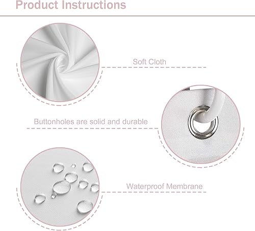 Miniatura 6 de Cortina de ducha bohemia de arcoíris de 72 pulgadas de ancho x 84 pulgadas de largo, extra larga para niños y niñas, bonito juego de baño de lunares