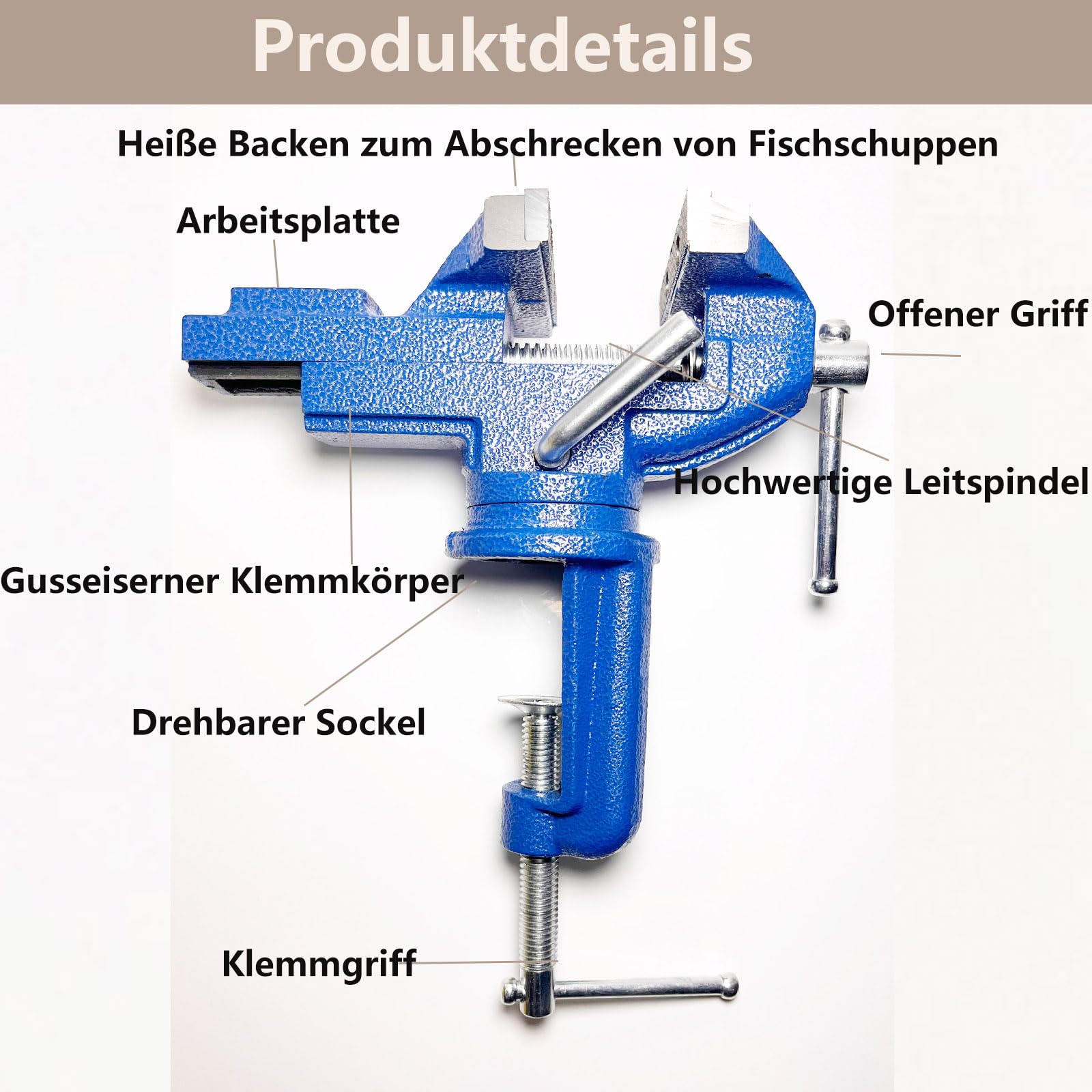 Schraubstock 80mm Schraubstock Klein Drehbar Klemmbar Mini Schraubstock Tischschraubstock für Werkbank