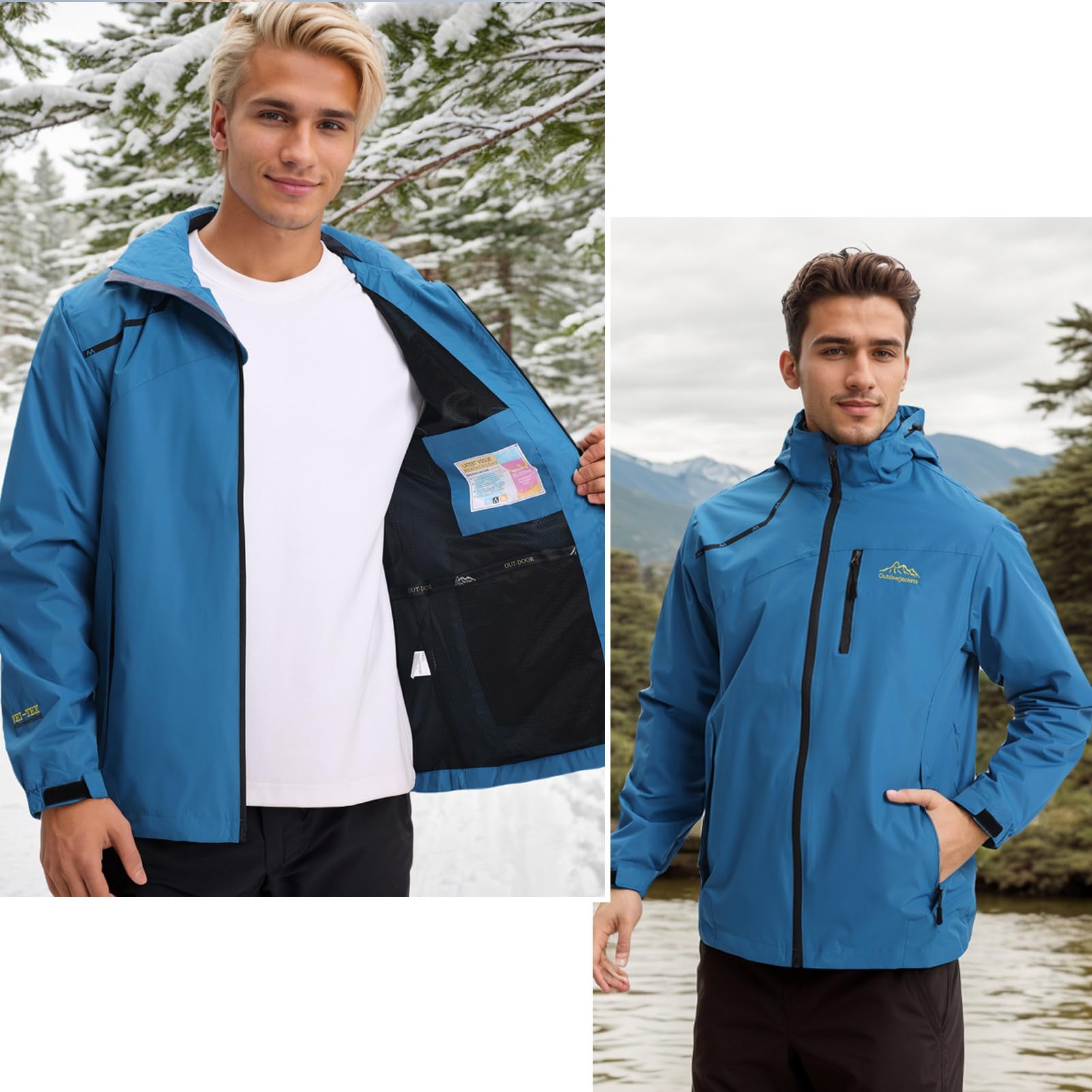 HVECZIXP Chaqueta Impermeable Hombre Mujeres Extraíble Ligera Windbreaker, Cortavientos para hombre con capucha Montañismo Al aire libre Viajar