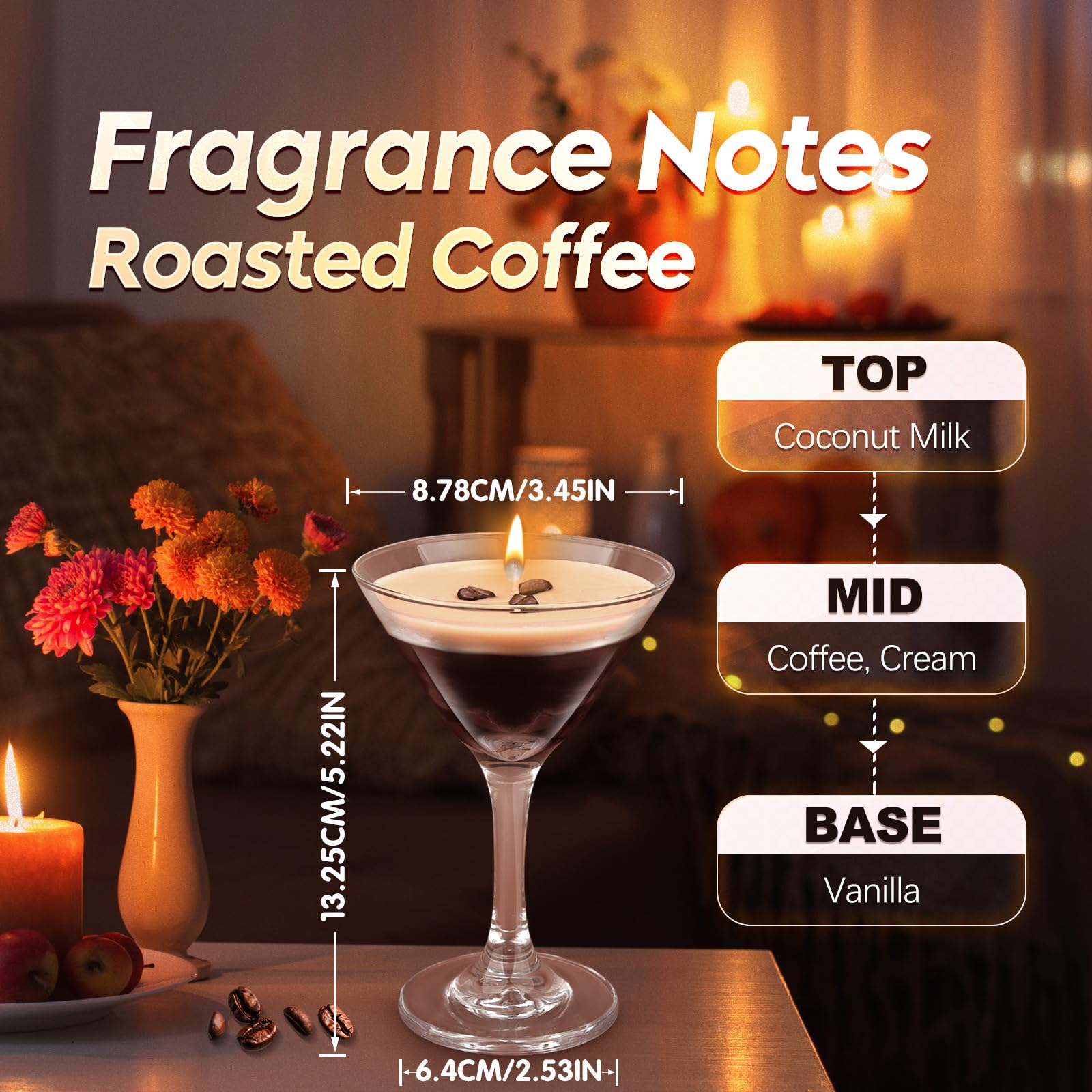 Świece Espresso Martini, prezenty dla kobiet, świece zapachowe do kawy, unikalne prezenty dla kobiet, świece do aromaterapii na walentynki, Wielkanoc, Boże Narodzenie, urodziny