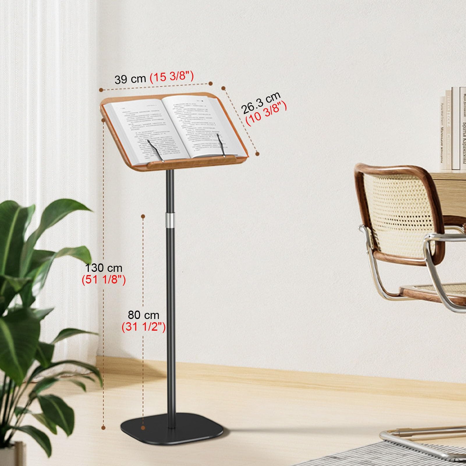 Générique Pupitre en Bois Massif à Hauteur réglable, Support de chaire Portable avec butée de Bord pour présentations Professionnelles et académiques, 130 cm (51 1/8")