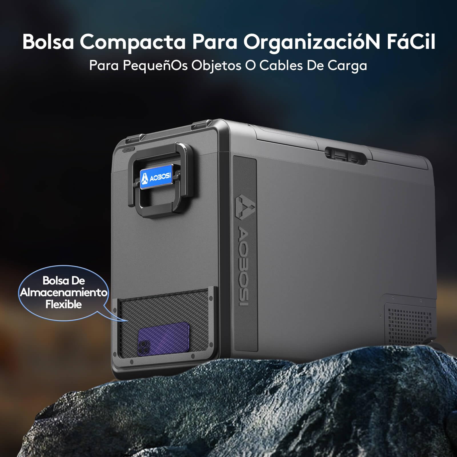AAOBOSI Nevera Portatil 58L, Nevera 12V Compresor -20°C a 20°C, 12/24V DC y 100-240V AC Rugged Nevera para Coches, Casa, Viajes, Barco, Autocaravana, Camping y pesca