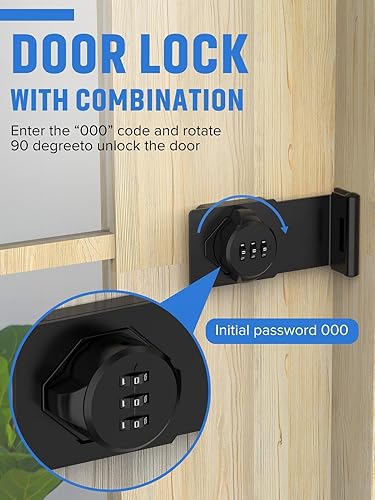 Miniatura 2 de Cerraduras de cerradura de contraseña para gabinete, cerradura de puerta de granero de 90 grados, cerradura de combinación de seguridad para el