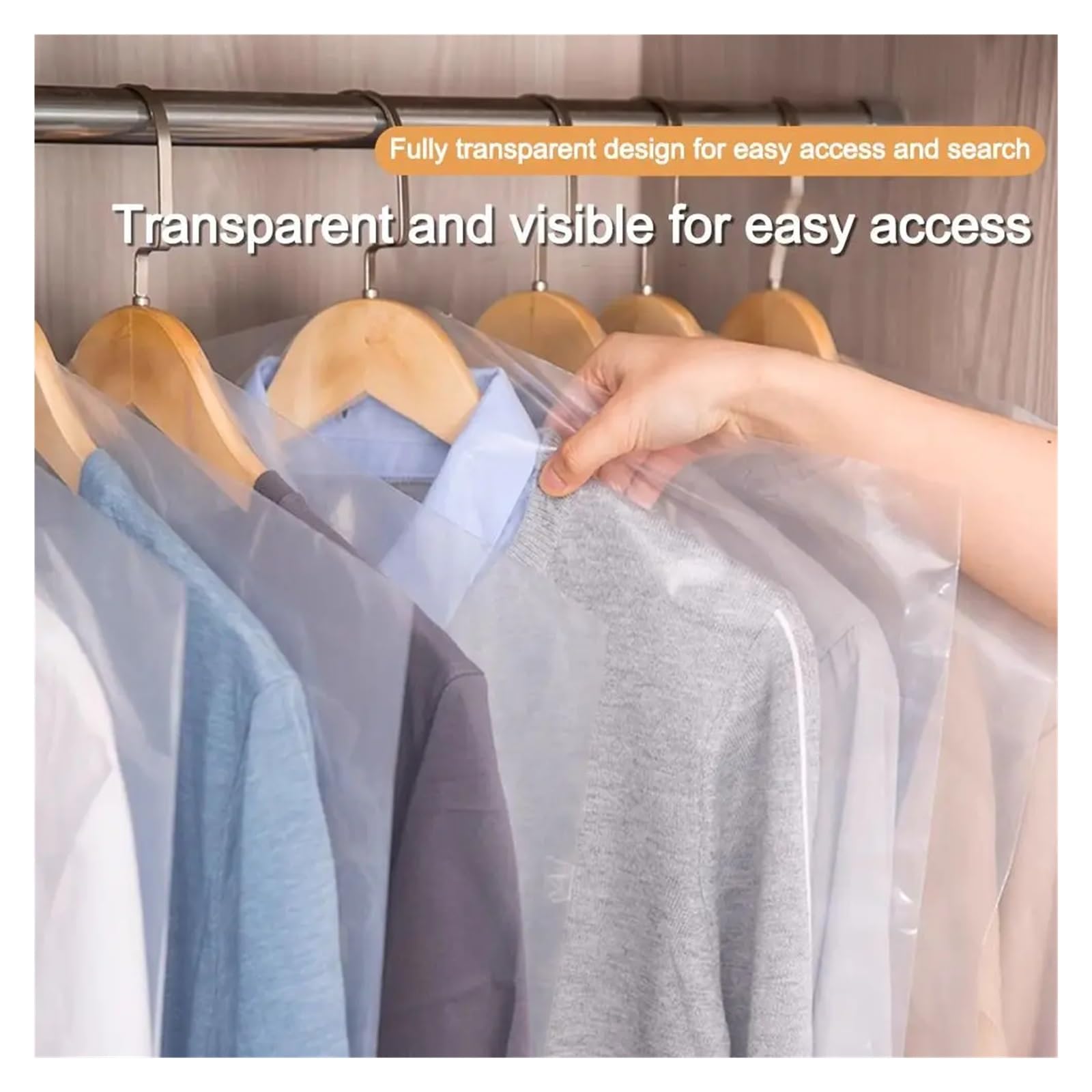 fundas para ropa 10Pcs Seasonal Clothing Thickened Dust Bag Household PE Transparent Visible Suit Cover