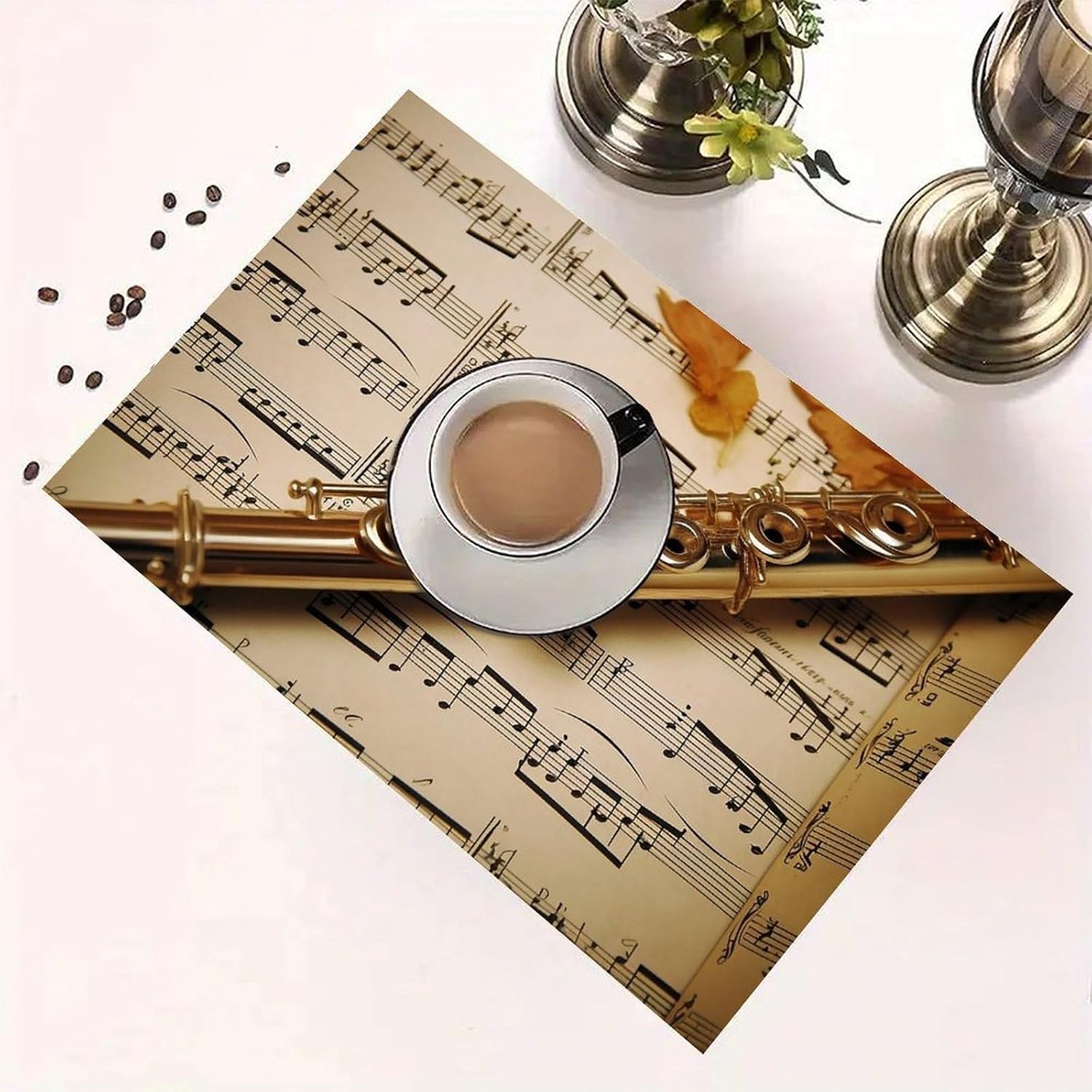 Flute Music Placemats for Kitchen, Personalized Table Mat for Restaurant, Rectangle Place Mats for Weddings, Lightweight Food Mat 30x45cm for Party, Hotel, Dining Table image 3
