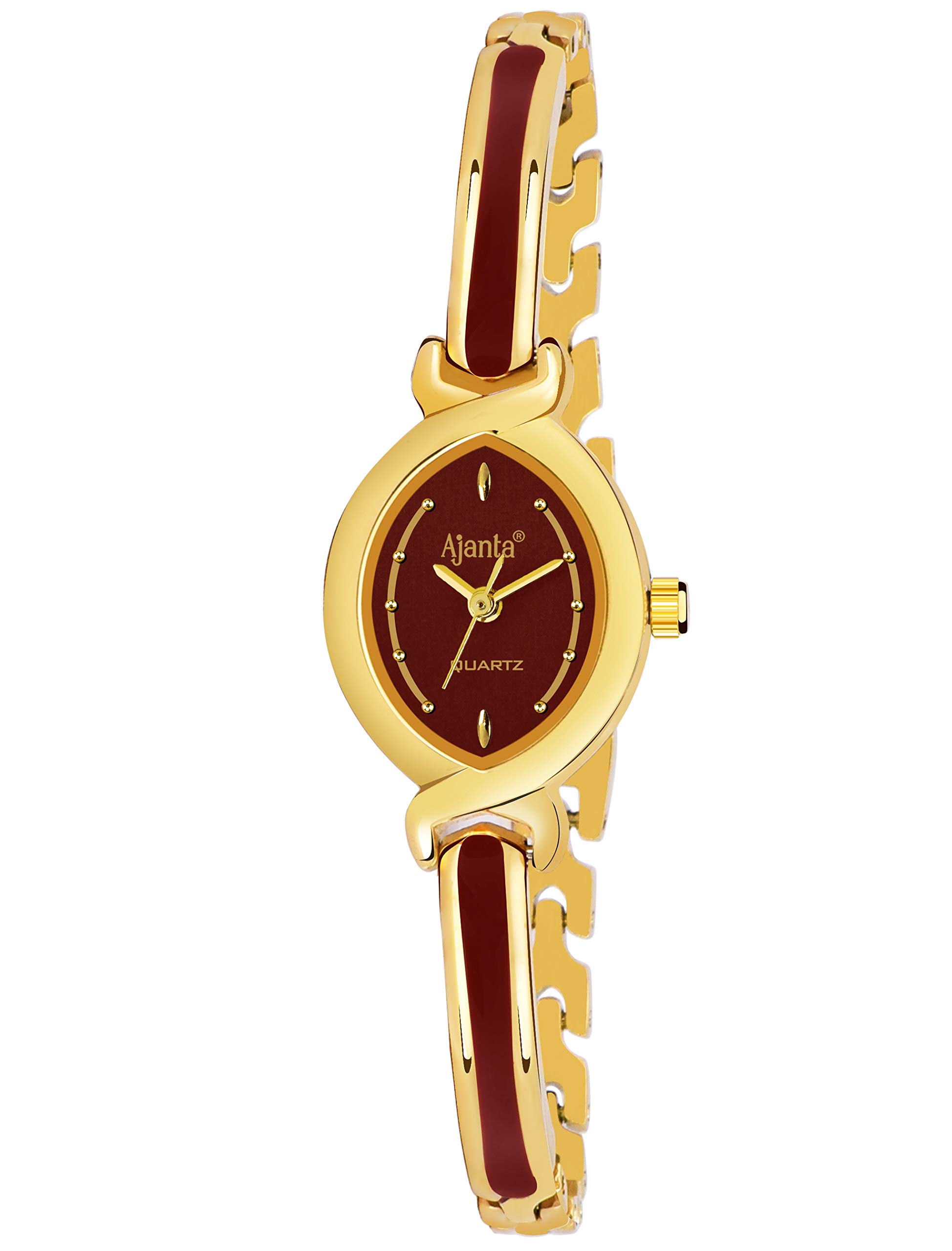 Ajanta Quartz Stainless Steel Watches Plated Analog Studded Gold-Maroon Band and Round Dial Womens Watch for Girls&Miss&Ladies Diamond Studded with Stylish Watches (B08KWJ96TM) Amazon Price History, Amazon Price Tracker
