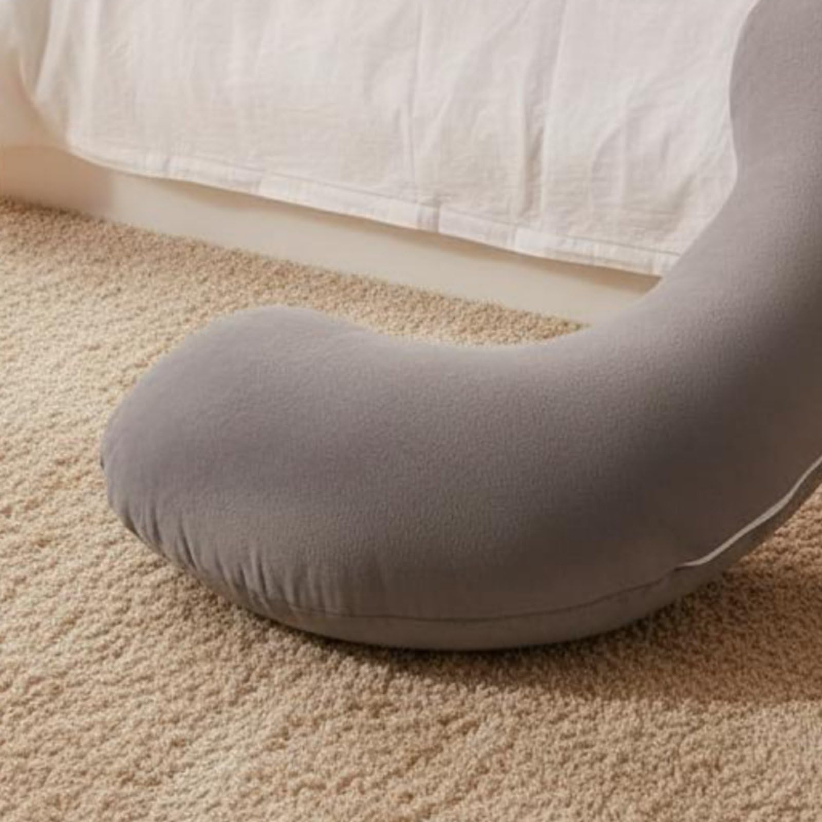 Qianly Almohada de Cuerpo Completo para Embarazadas Multifuncional Almohada de Embarazo Hipoalergénico para Madres Lactantes, Gris Claro, Terciopelo Cristal