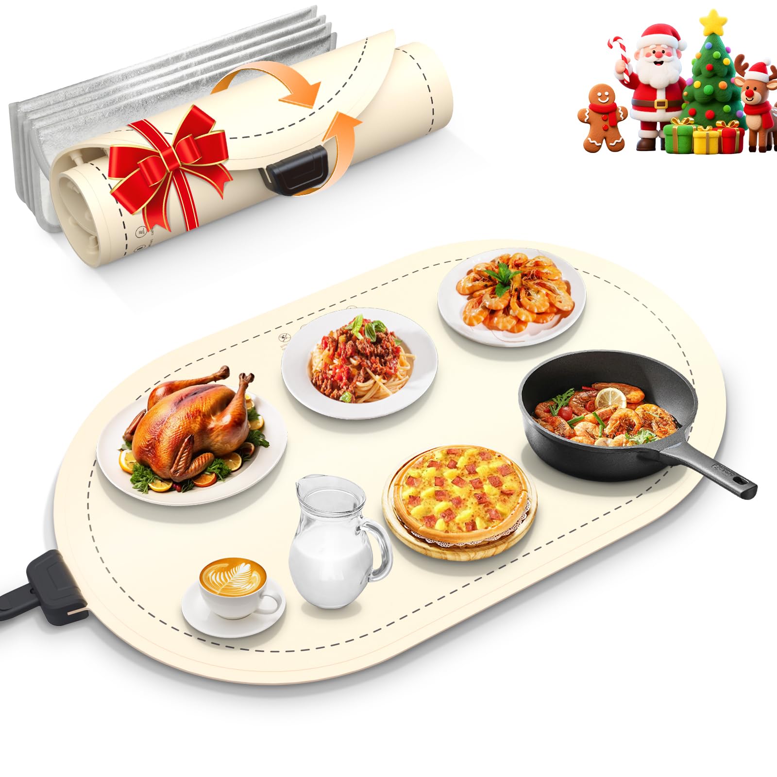 Tapis chauffant nourriture chauffe-aliments enroulable pour buffet et maison