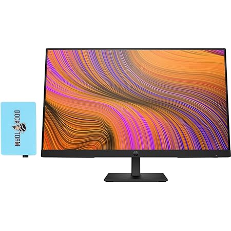 HP 24 inch 1080P Computer Monitor Bundle With Docztorm Dock, 24'' Full HD (1920x1080) 75Hz Anti-Glare IPS Display with Built-In Speakers, HDMI, VGA, Displayport-2023 Model, Black (Audio), (HP23.8)