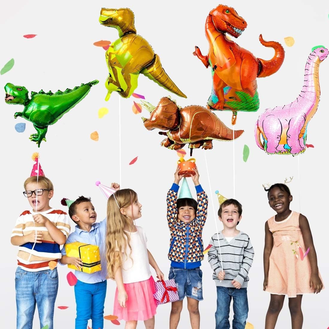 8 Stück Dinosaurier Folienballons Set – Riesige Dino-Ballons Für Kindergeburtstag, Helium Geeignet, Dschungel-Motto