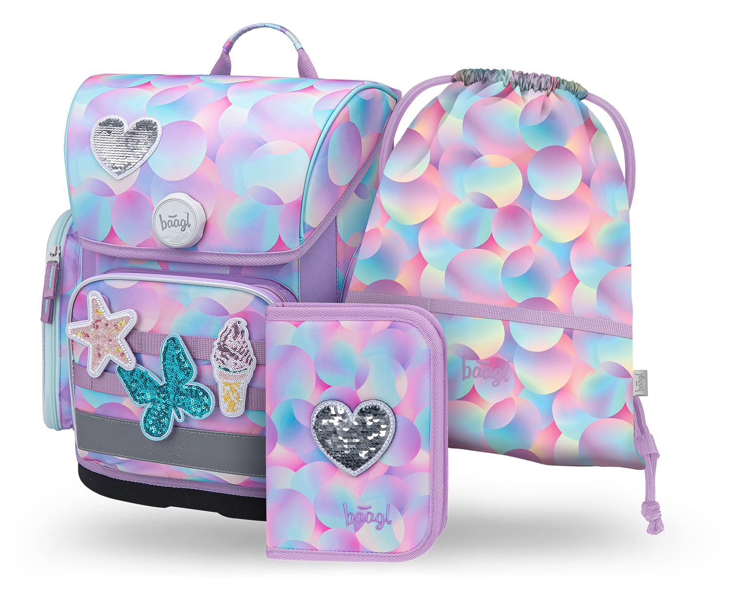 Baagl Juego de 3 mochilas escolares Ergo para 1ª clase, mochila ergonómica para escuela primaria con correa para el pecho