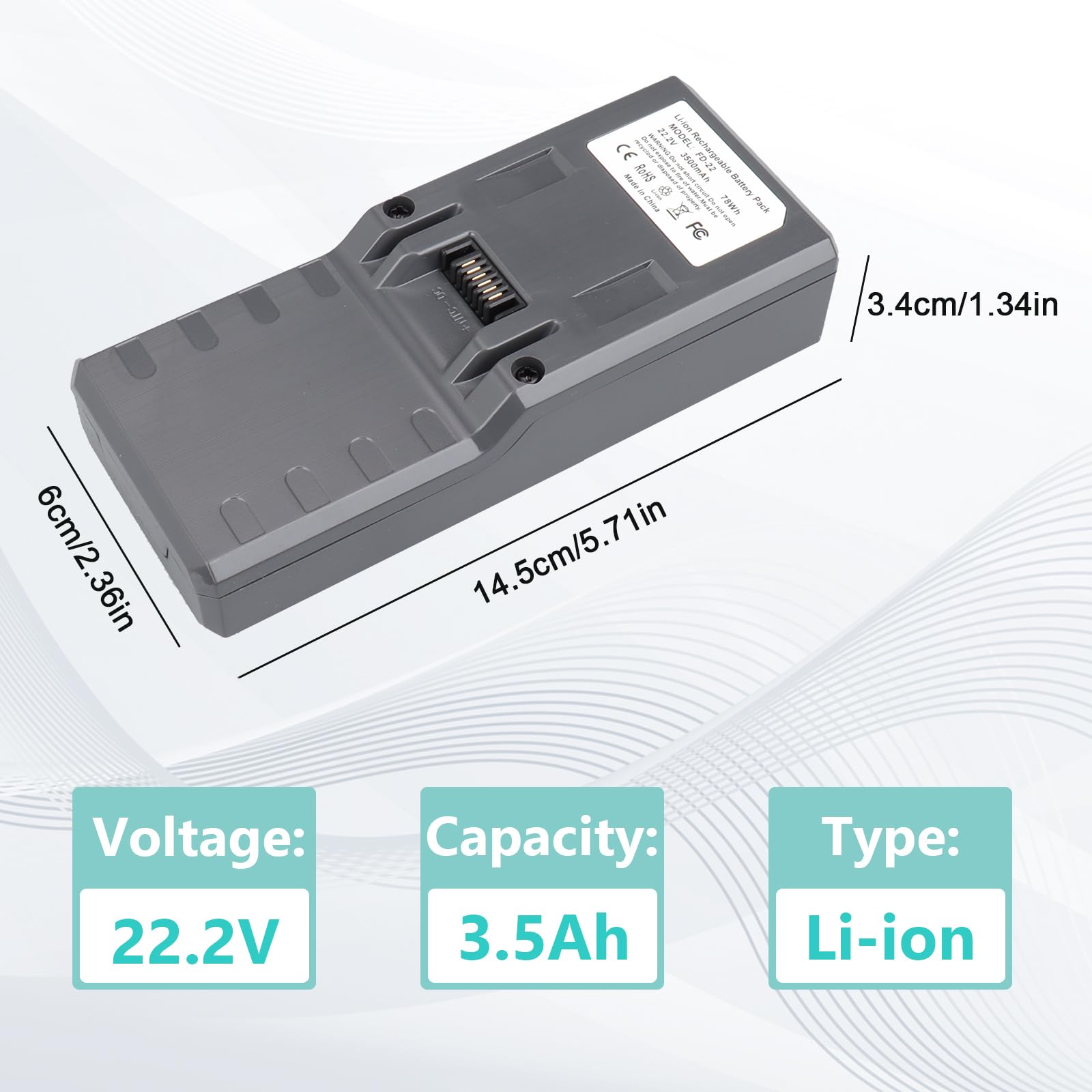 Batteria sostitutiva MXJFYY 22,2 V 3500 mAh per aspirapolvere Hoover Freedom serie FD22 FD22G 011, FD22RP 011, FD22L 001, FD22BC 011, FD22BR 001, modello 35601729
