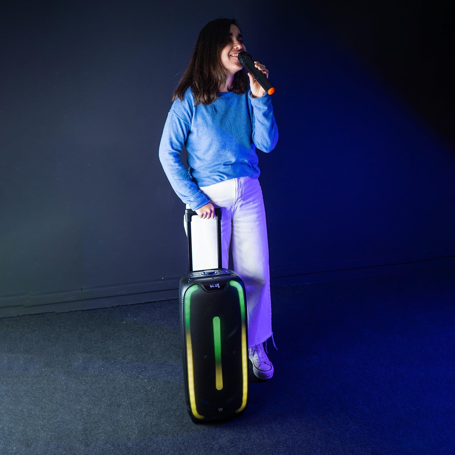 Woxter Rock'n'Roller ST - Altavoz Trolley Bluetooth Rock'n'Roller ST, 100W, 4,5 Ah de batería, Bluetooth, AUX, Tarjeta de Memoria SD, Pantalla LED