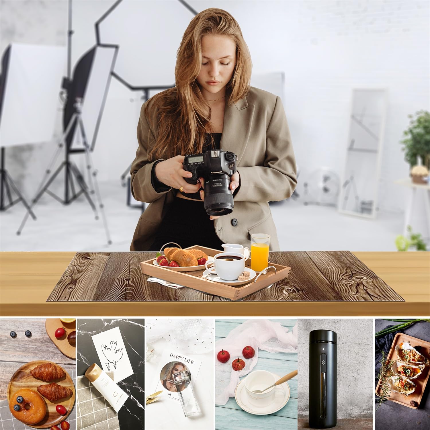 Fotohintergrund-Set Mit T-Ständer – 12 Papiere, 24 Farben, 86,4x45 Cm, Für Produktfotos