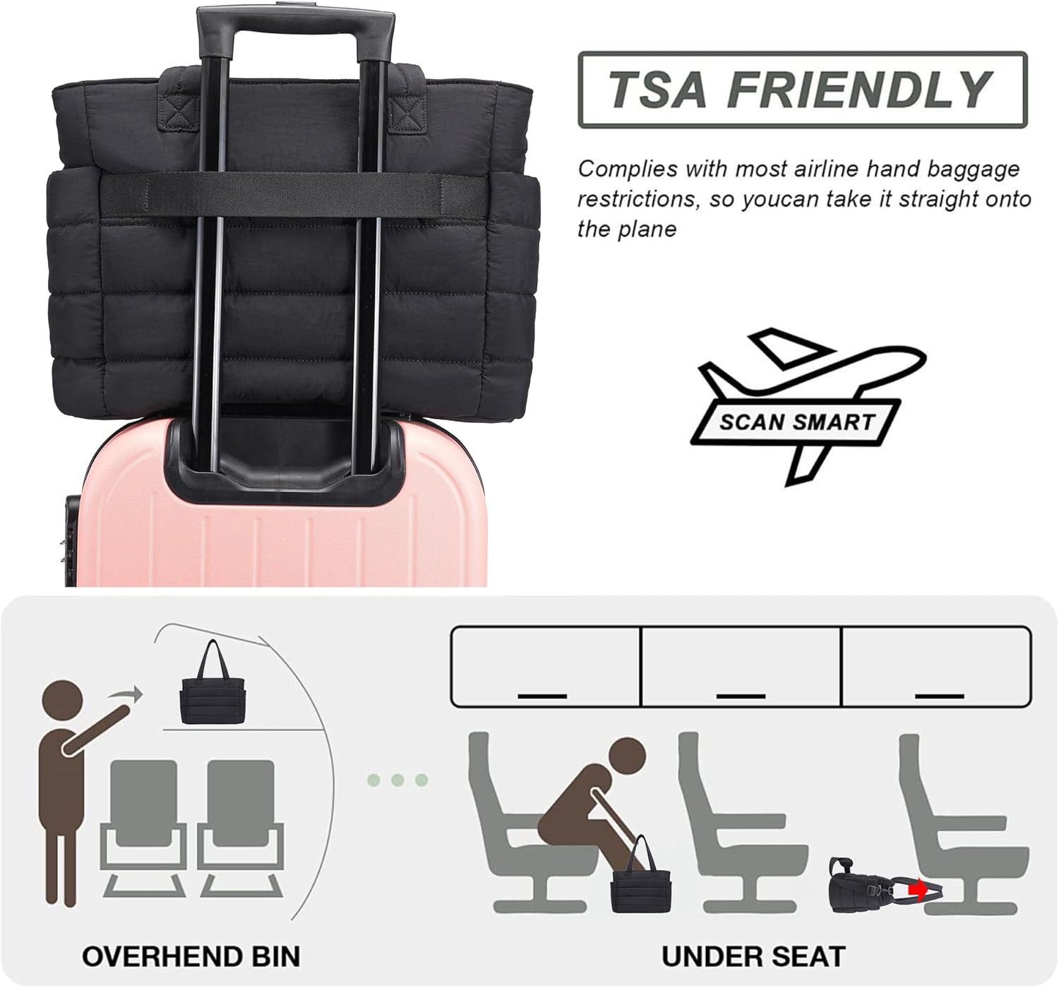 AOCINA Puffer Tote Bag for Women Work Nurse Bags Laptop Purse Lightweight Quilted Crossbody Shoulder Handbags Travel School - Image 7