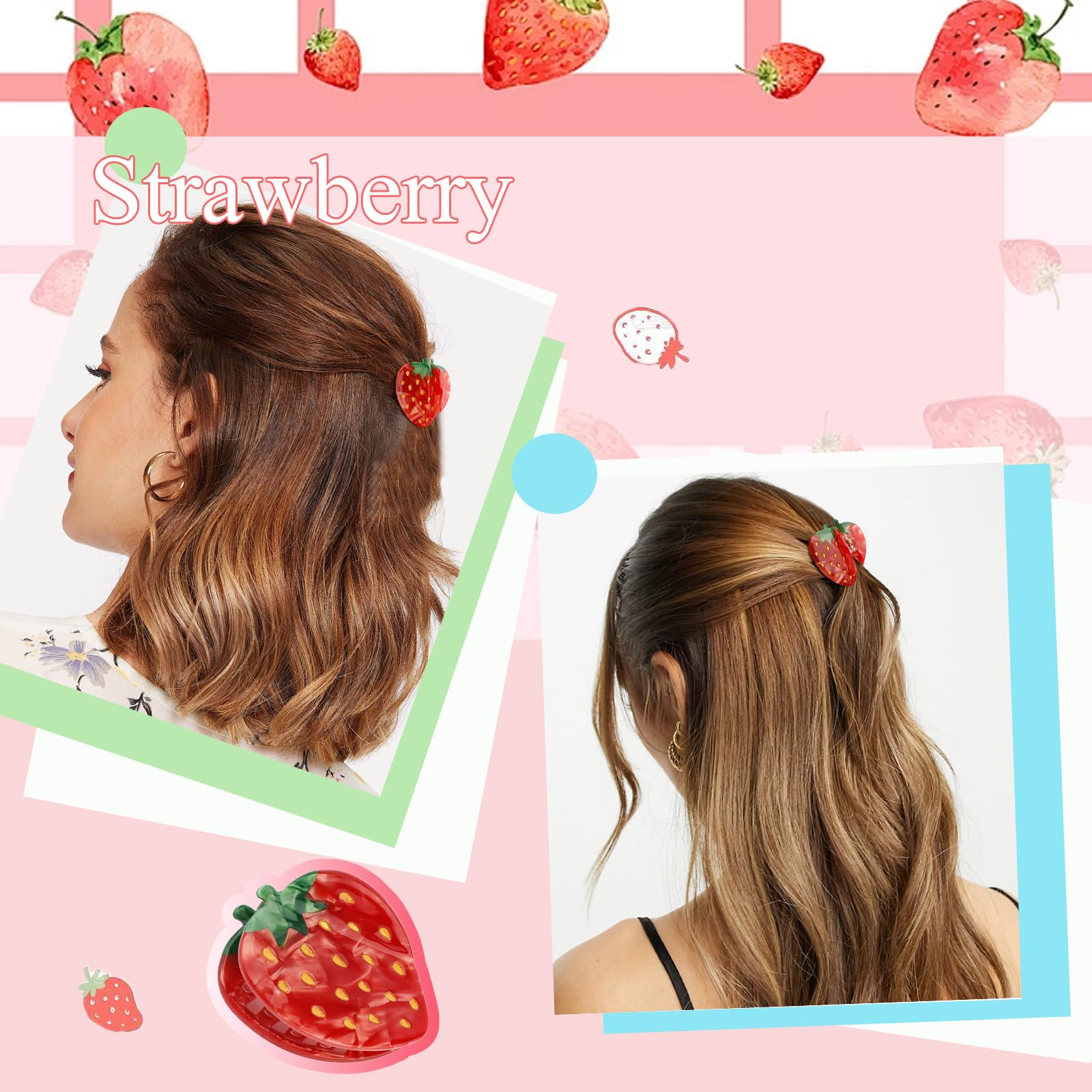 Amazon.co.jp: Hapdoo ストロベリーヘアクリップ、ストロベリーヘアー 
