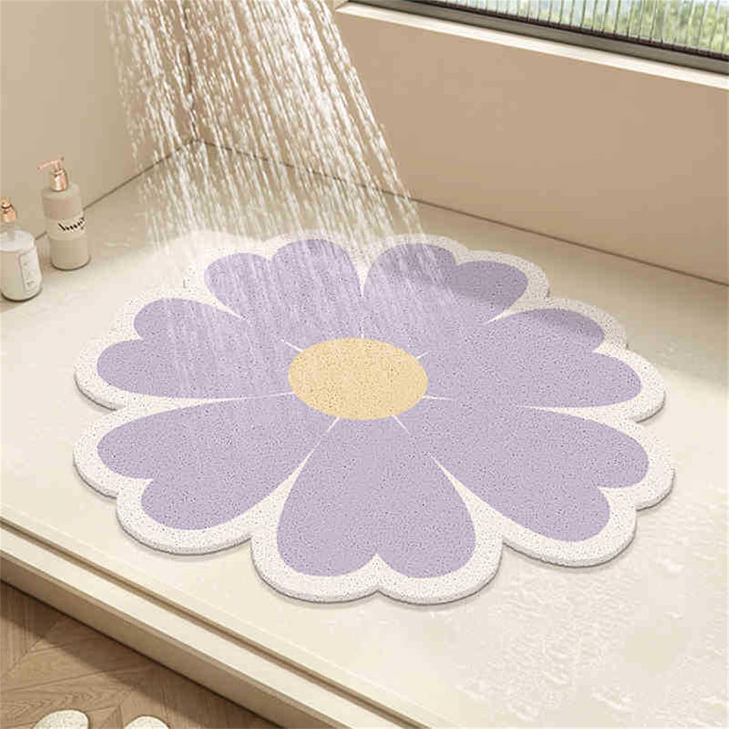 VUIKLCty Floral-patterned Soft Rubber Loofah Bath Mat