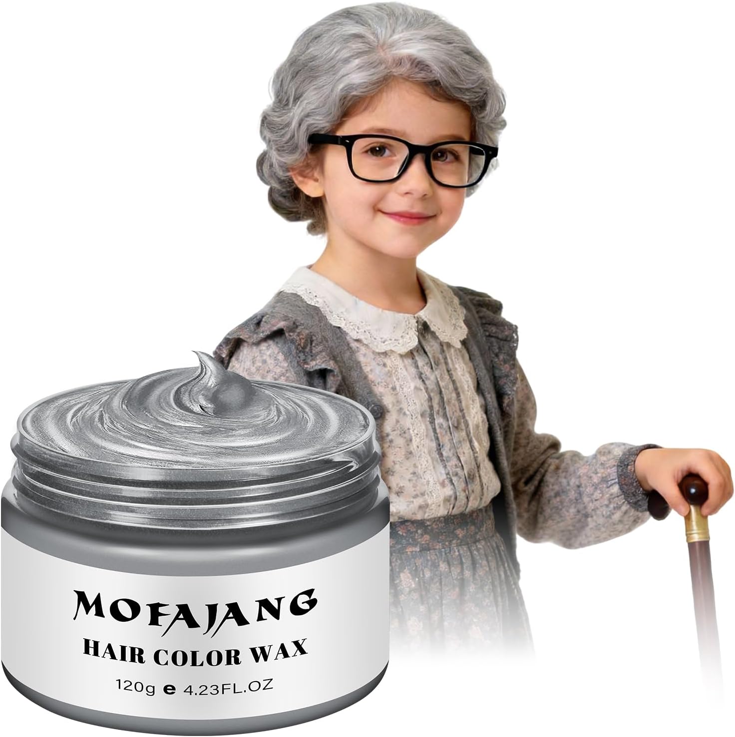 Temporary Silver Gray Hair Spray Color, Luxury Coloring Mud Grey Hair Dye Wax,Washable Hair Color Wax with All Day Hold for Party, 100th day of School Cosplay (1, Gray)