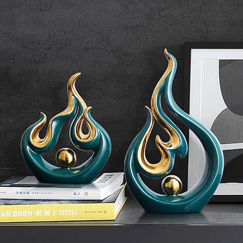 Miniatura 6 de XIYOUQI Acentos de decoración del hogar, arte moderno, estatua de cerámica, escultura de llamas abstractas, decoración de mesa para comedor, sala de