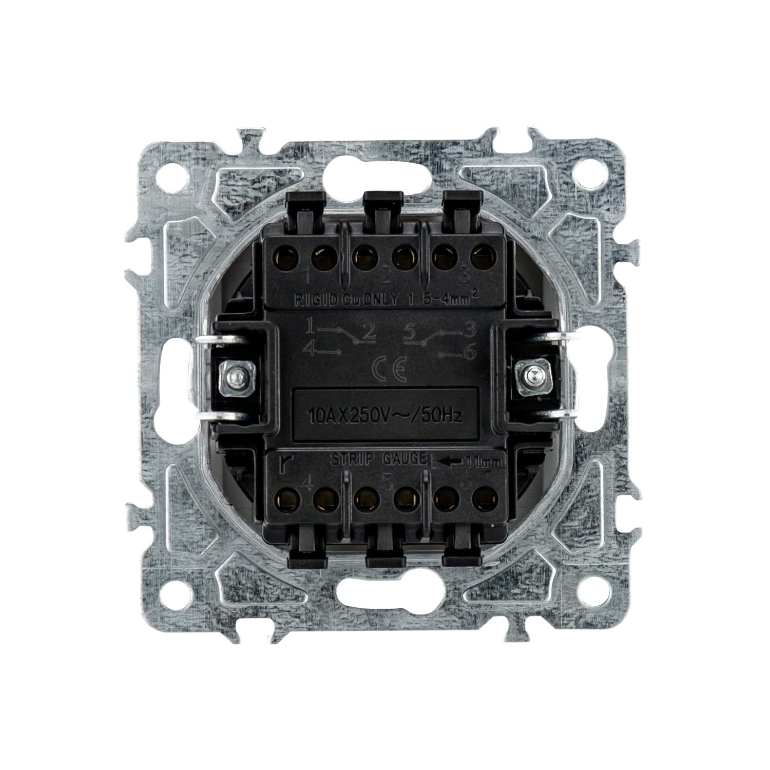 POPP® Mecanismos Interruptor Doble Conmutador Empotrable SERIE ENKEL de Pared *con Marco*, 10A 250V IP20, con Bornas Automáticas (10, Negro-doble-conmutados)
