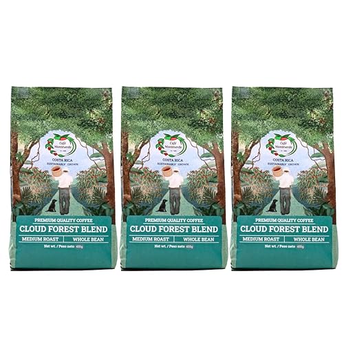 Cafe Monteverde - Paquete de café Cloud Forest Blend - Café costarricense de origen único 100% arábica - Molido (paquete de 3)