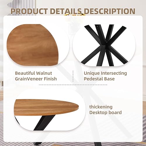 Miniatura 3 de Mesa de comedor redonda de 34.6 pulgadas, mesa de cocina moderna para 2-4 personas, mesa de comedor con base de pedestal intersectante y