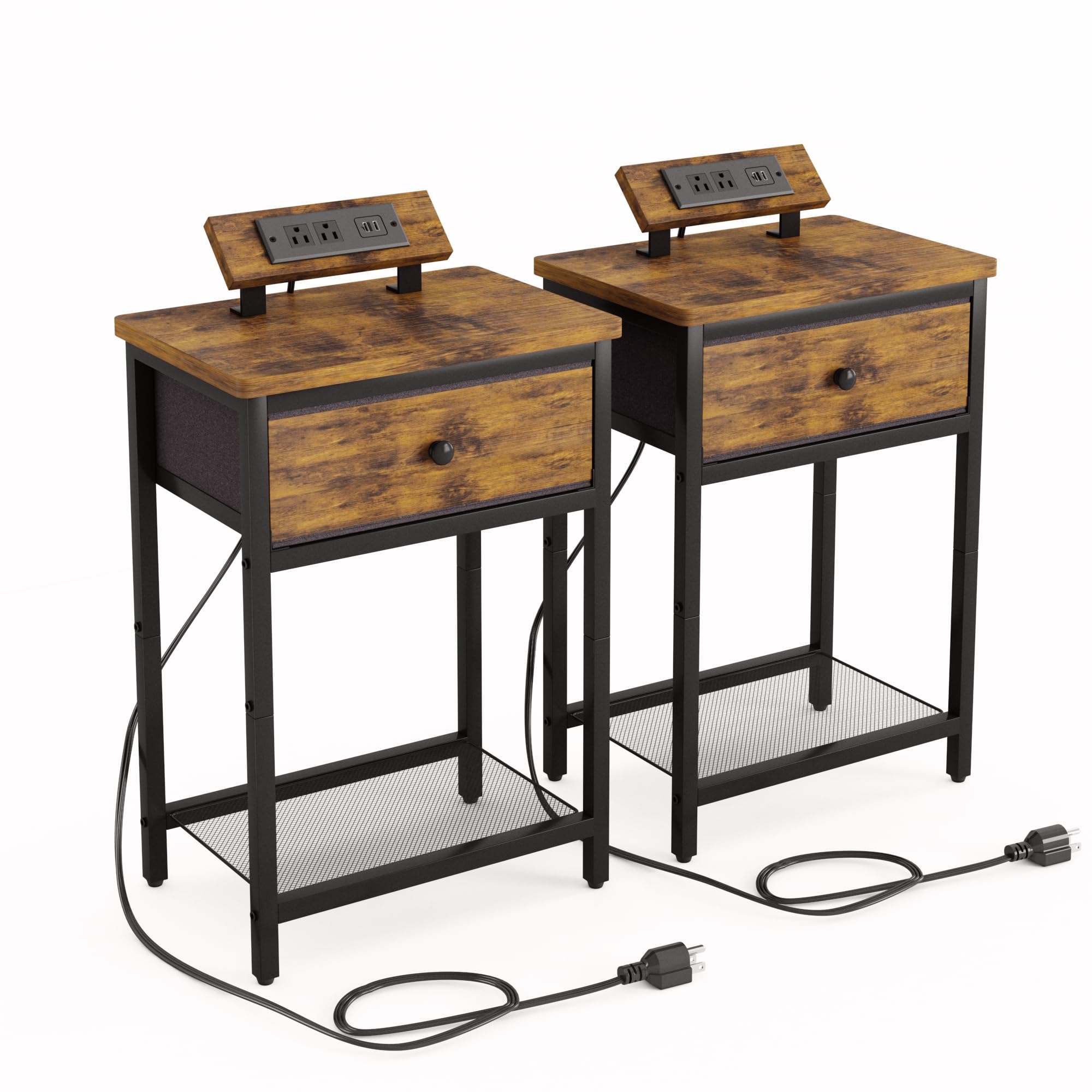 Fixwal Nightstands Set of 2 with Charging Station, Night Stand End ...
