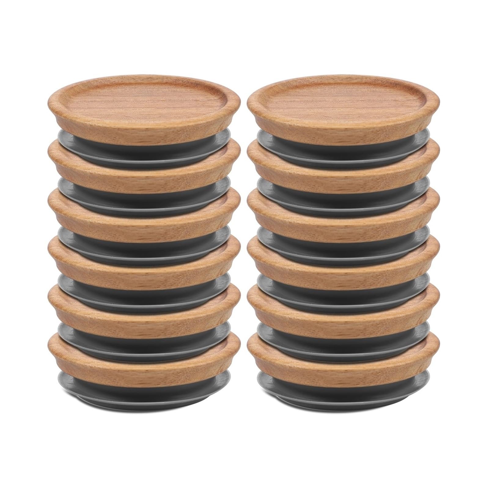 Set Airtight Wood Canning Jar Lids With Silicone Rings
