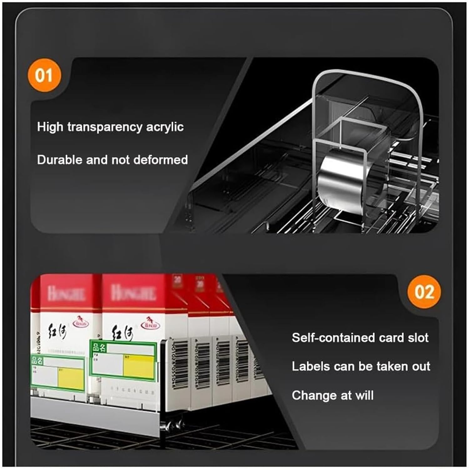 Cigarette Display Holder , Spring-Loaded Cigarette Actuators Acrylic Rectangular Cigarette Case(61.5x28.4x27.5cm)