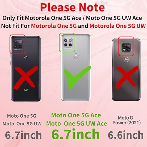 Miniatura 2 de Shorogyt Funda para teléfono Motorola One 5G Ace 2021 (también para una funda de 5G UW Ace), fundas de chapado en oro con patrón de corazones de