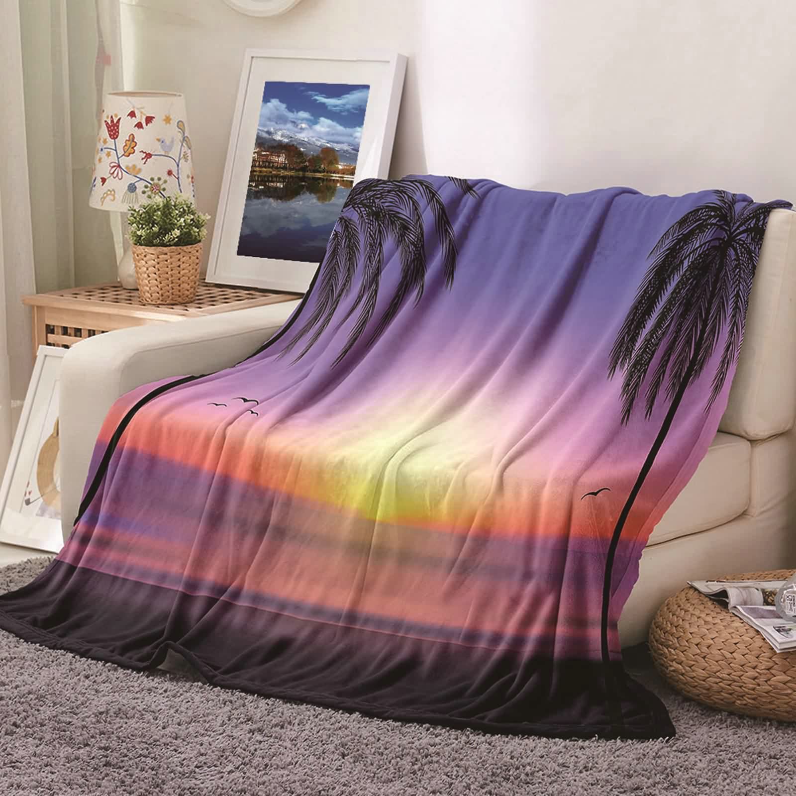 Aeici Koc polarowy, koc flanelowy 150x200 cm plaża kokos ptak koc sofa prezent dla dorosłych i dzieci