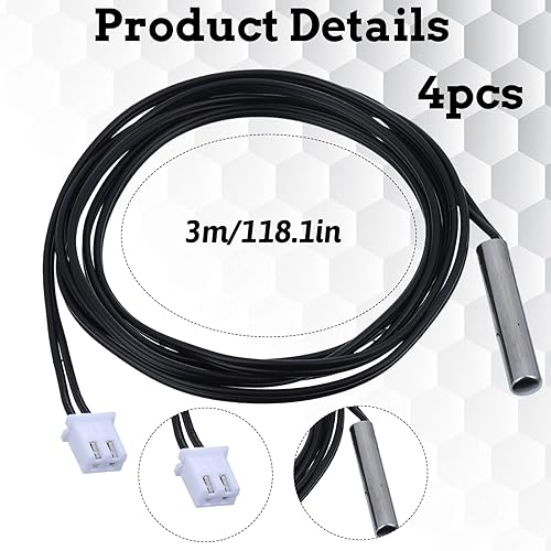 Miniatura 4 de 4 unids 10K sensor de temperatura sonda acero inoxidable 1 M NTC termistor temperatura 10K 3950 termistores impermeables transmisor de temperatura