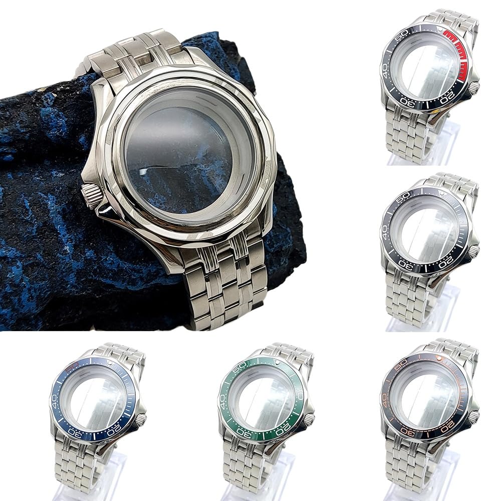 41mm Muszelkowy Bezel Nurkowy Zegarek Modyfikacja Kit, Pasuje dla Mechanizm NH35 NH36 30,5mm - 31mm Duża Tarcza, Koperta Zegarka & Bransoleta Set dla Omega Seamaster 300M
