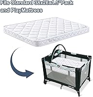 Vista 5 de Colchón Pack and Play - 38" x 26" - Colchón de Patio de Juegos de Tela de Punto Premium con Refuerzo de Seguridad - Se Adapta a Graco & Baby Trend &