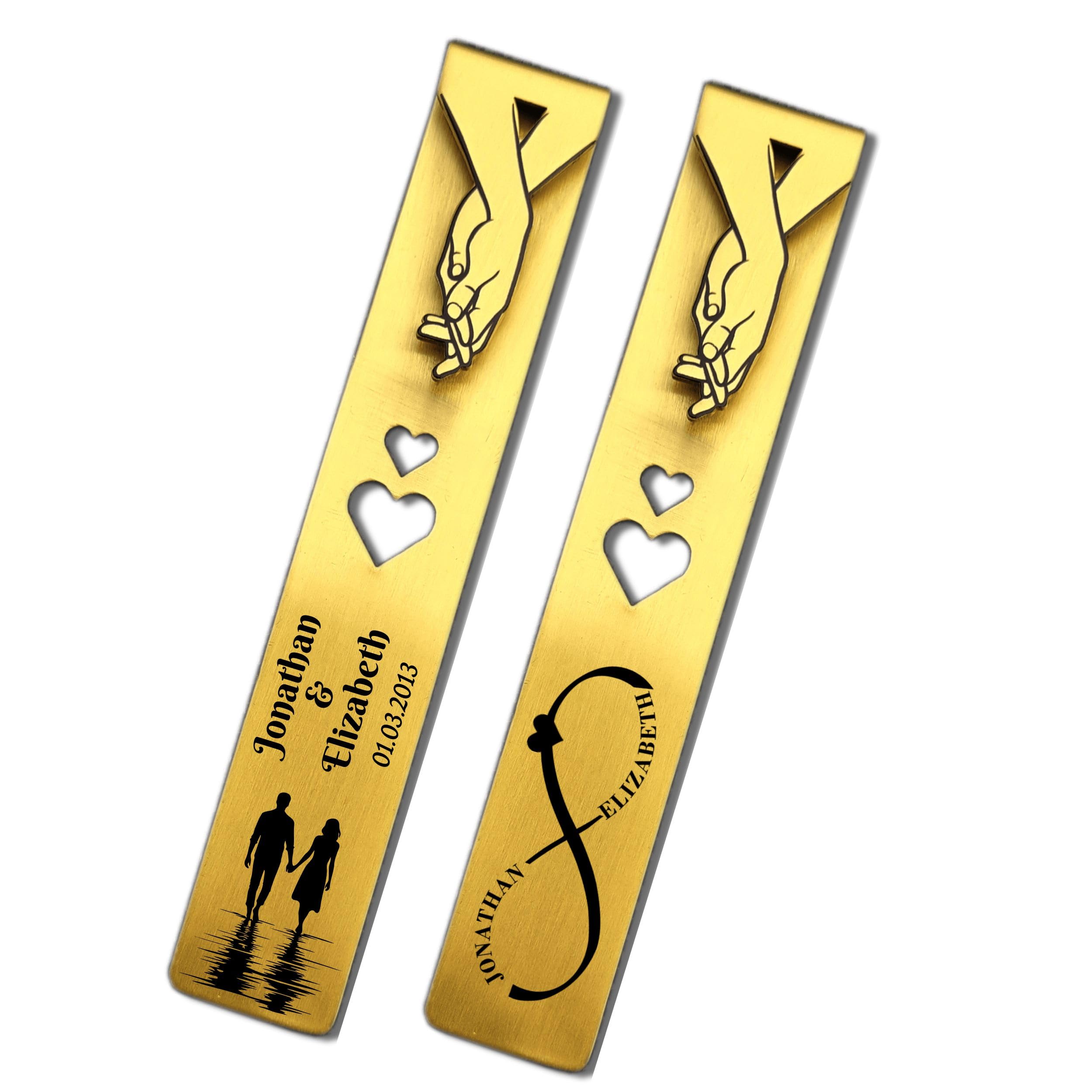 Personalised Brass Bookmark 21st Anniversary Present for her him Husband Wife Gift for Couple Wedding Anniversary (Brass) โ image 1