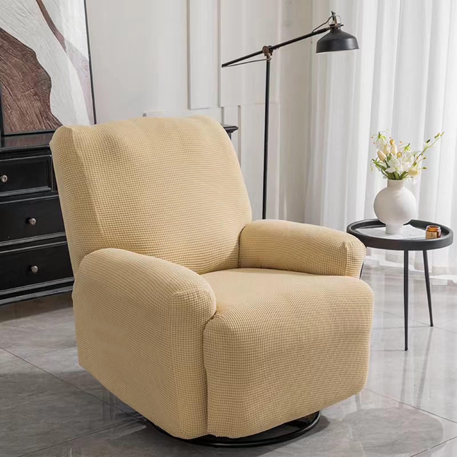Funda de sillón relax elástica FBKPHSS de 2 plazas en color amarillo moderno