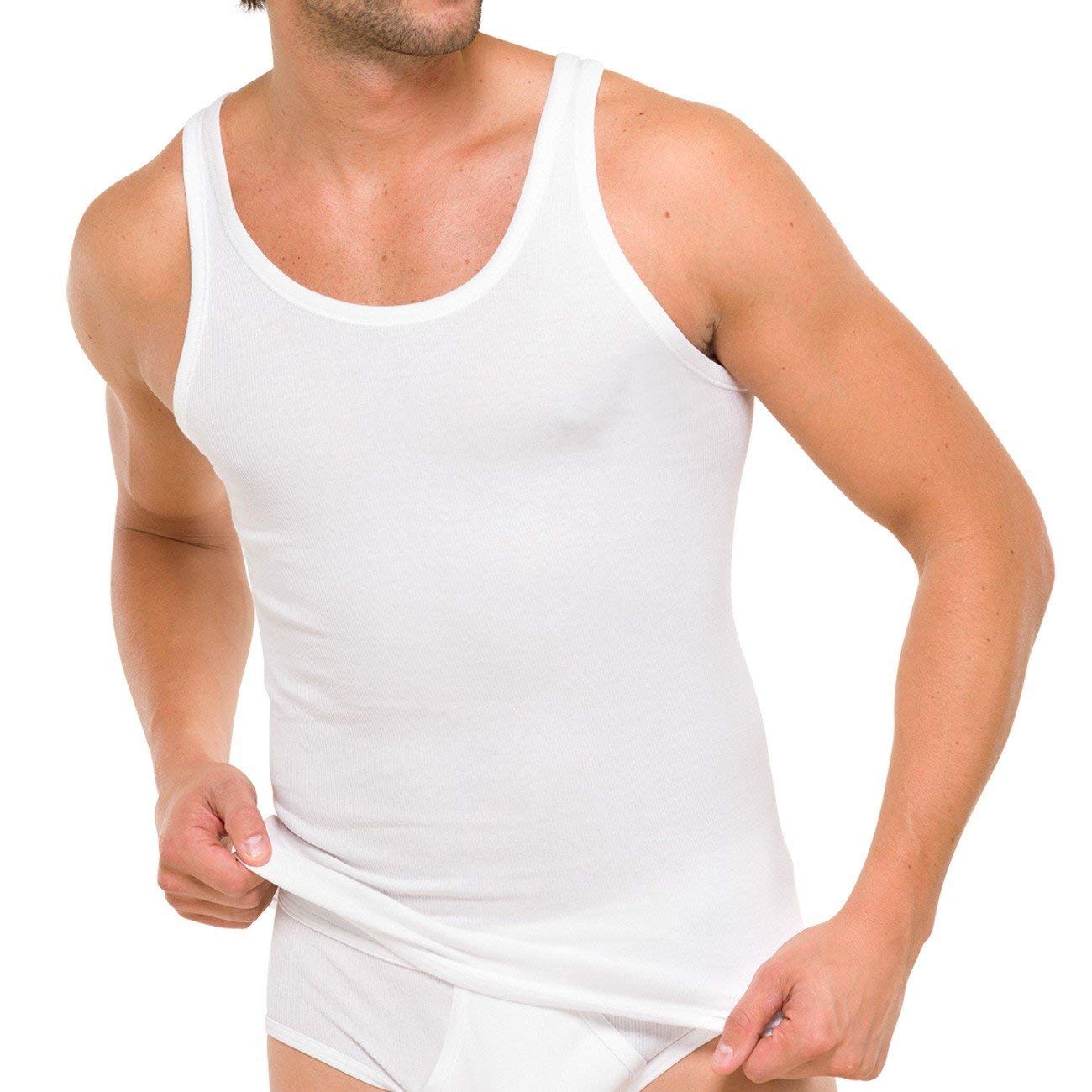 Schiesser Herren Achsel-Shirt Essentials Doppelripp 4er Pack, Farbe:Weiß (100);Größe:7/XL